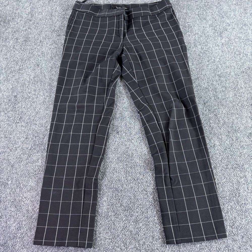 Amanda‎ + Chelsea Dress Pants Women 4 Black White Windowpane Grid Stretch Work